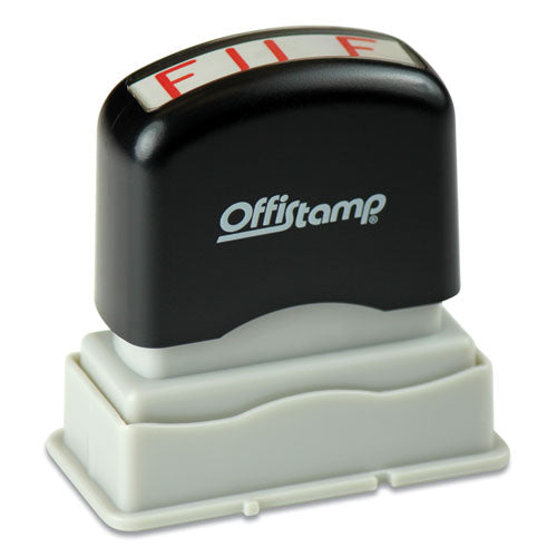 Image of Offistamp® 034513 Pre-Inked Message Stamp, File, 1.63" X 0.38", Red Ink