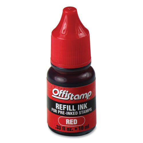 Image of Offistamp® 034517 Refill Ink for Pre-Inked Stamps, 0.33 oz, Red