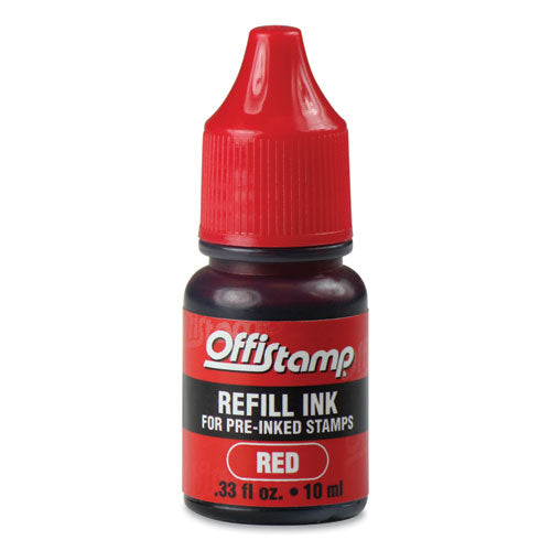 Image of Offistamp® 034517 Refill Ink for Pre-Inked Stamps, 0.33 oz, Red