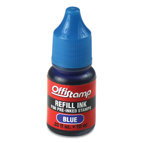 Image of Offistamp® 034518 Refill Ink For Pre-Inked Stamps, 0.33 Oz, Blue