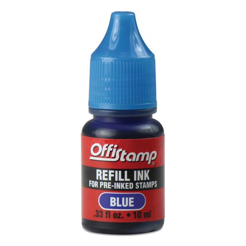Image of Offistamp® 034518 Refill Ink For Pre-Inked Stamps, 0.33 Oz, Blue