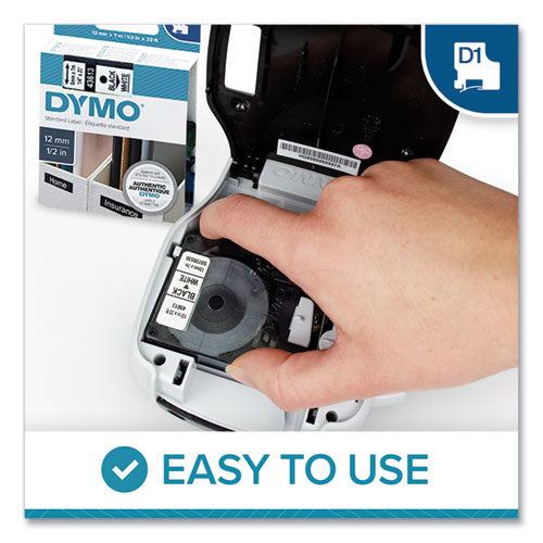 Image of DYMO® 2025517 D1 Standard Labels, 0.5" x 23 ft, Black Print on White Tape, 6/Pack