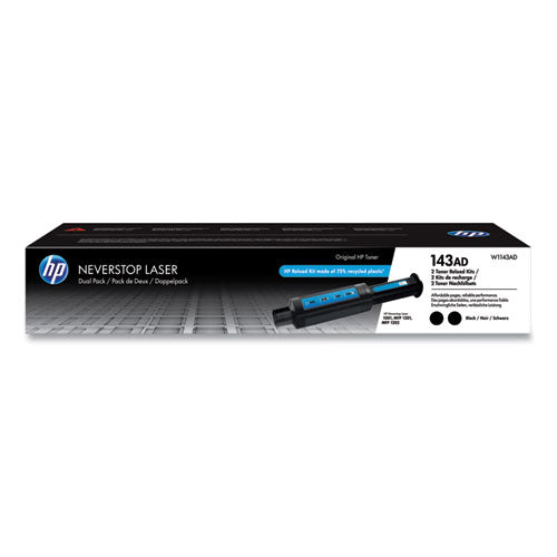 Image of HP W1143AD HP 143a, (w1143a-D) 2-Pack Black Original Laserjet Toner Cartridges