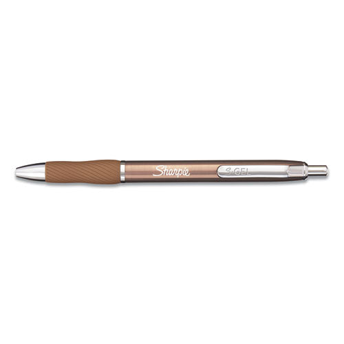 Image of Sharpie® S-Gel 2147526 S-Gel Premium Metal Barrel Gel Pen, Retractable, Medium 0.7 Mm, Black Ink, Champagne Barrel, Dozen