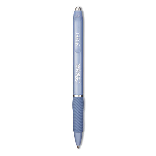 Image of Sharpie® S-Gel 2126232 S-Gel Fashion Barrel Gel Pen, Retractable, Medium 0.7 Mm, Black Ink, Frost Blue Barrel, Dozen