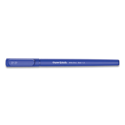 Image of Paper Mate® 2124513 Write Bros. Ballpoint Pen, Stick, Bold 1.2 Mm, Blue Ink, Blue Barrel, Dozen