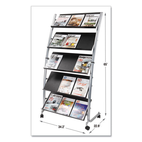 Image of Alba Mobile Literature Display, 32.38w X 20.13d X 65.38h, Silver Gray/black