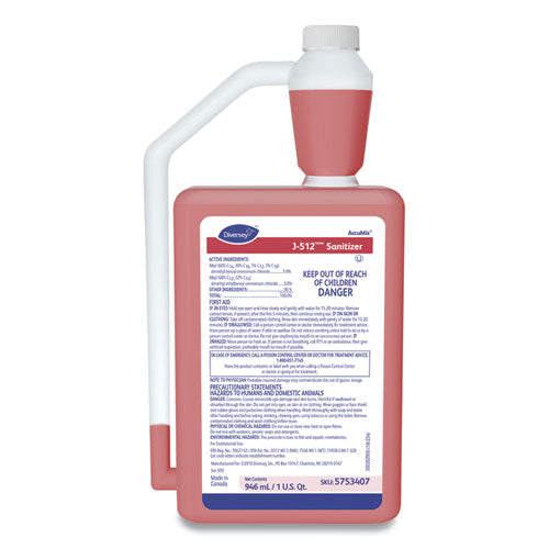 Image of Diversey 5753407 J-512tm/mc Santizer, 32 Oz Accumix Bottle, 6/carton
