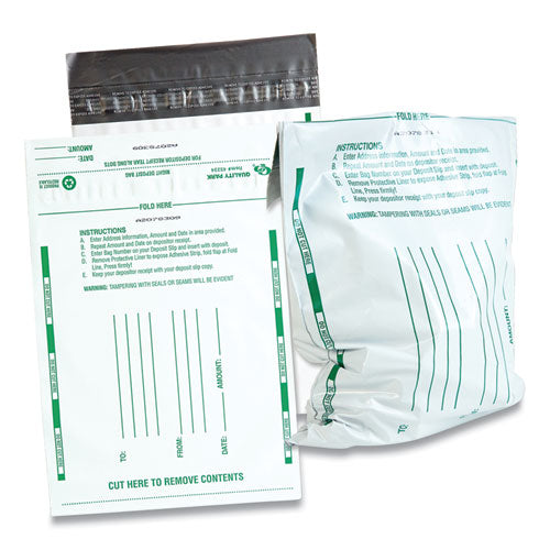Image of Quality Park QUA45224 Poly Night Deposit Bags with Tear-Off Receipt, Polyethylene, 8.5" x 10.5", White, 100/Pack