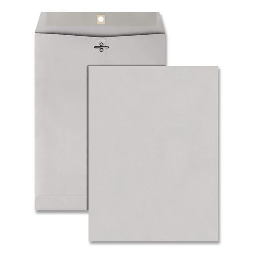 Image of Quality Park Clasp Envelope, 28 lb Bond Weight Kraft, #90, Square Flap, Clasp/Gummed Closure, 9 x 12, Executive Gray, 100/Box