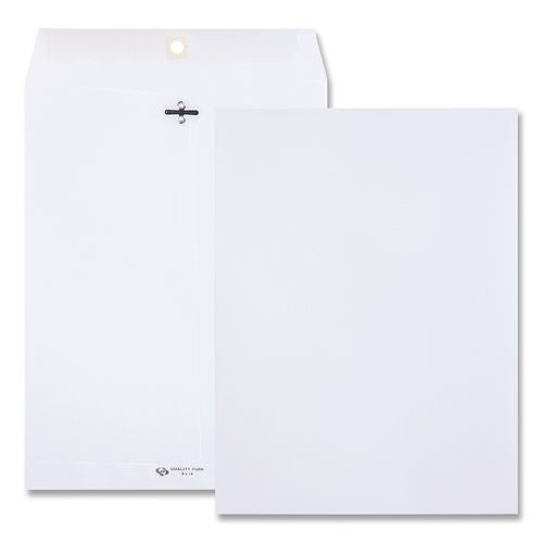 Image of Quality Park Clasp Envelope, 28 lb Bond Weight Paper, #90, Square Flap, Clasp/Gummed Closure, 9 x 12, White, 100/Box