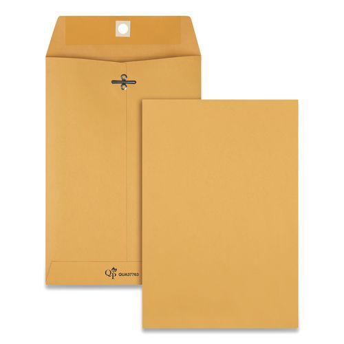 Image of Quality Park QUA37763 Clasp Envelope, 32 lb Bond Weight Kraft, #1 3/4, Square Flap, Clasp/Gummed Closure, 6.5 x 9.5, Brown Kraft, 100/Box