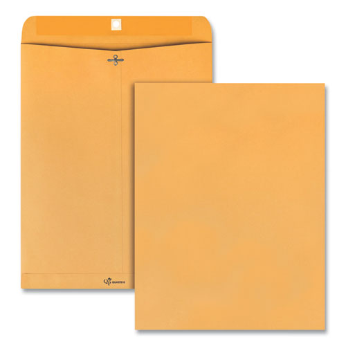 Image of Quality Park QUA37810 Clasp Envelope, 32 lb Bond Weight Kraft, #15 1/2, Square Flap, Clasp/Gummed Closure, 12 x 15.5, Brown Kraft, 100/Box