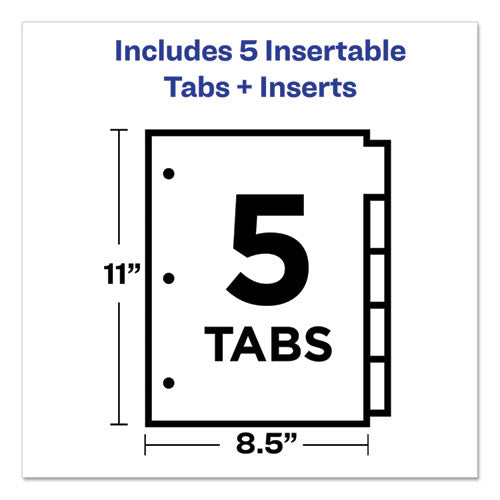 Image of Avery® 11835 Insertable Big Tab Plastic Dividers, 5-Tab, 11 X 8.5, Clear, 1 Set