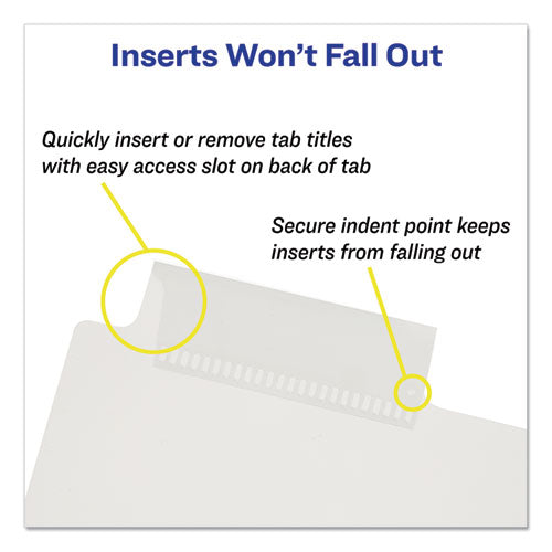 Image of Avery® 11835 Insertable Big Tab Plastic Dividers, 5-Tab, 11 X 8.5, Clear, 1 Set