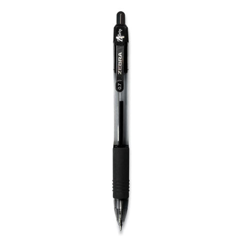 Image of Zebra® 23910 Z-Grip Ballpoint Pen, Retractable, Medium 0.7 mm, Black Ink, Clear/Black Barrel, 12/Pack