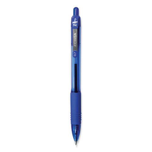 Image of Zebra® 23920 Z-Grip Ballpoint Pen, Retractable, Medium 0.7 mm, Blue Ink, Translucent Blue/Blue Barrel, 12/Pack