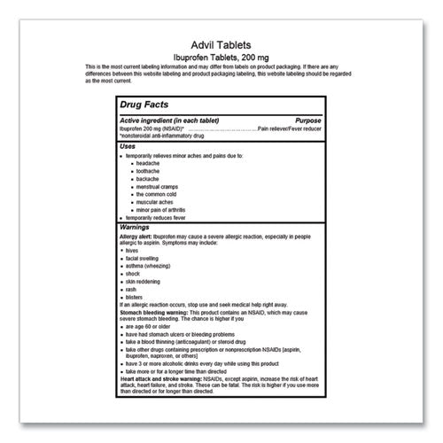 Image of Advil® 58030 Ibuprofen Tablets, 200 mg, Refill Pack, Two Tablets/Packet, 30 Packets/Box