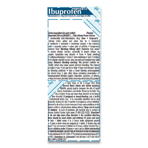 Image of Lil' Drugstore® 97197 Ibuprofen, 200 Mg, Refill Pack, Two Tablets/packet, 50 Packets/box