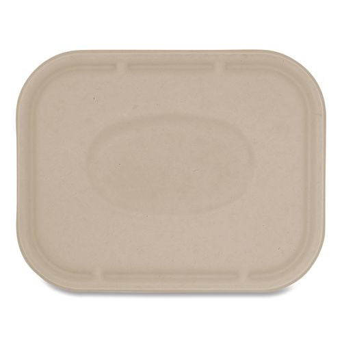 Image of World Centric® TRLSC10LF Fiber Lids for Fiber Containers, 7.8 x 10.1 x 0.5, Natural, Paper, 400/Carton