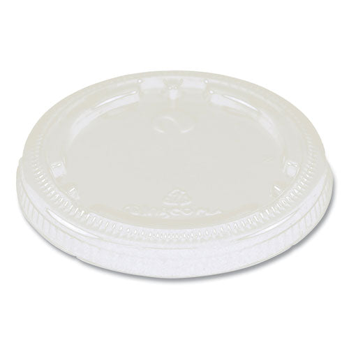 Image of World Centric® CPLCS9F PLA Lids for Fiber Cups, 3.1" Diameter x 0.4" h, Clear, Plastic, 1,000/Carton