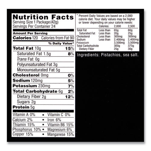 Image of Wonderful® 91186 Roasted and Salted Pistachios, 1.5 oz Bag, 24/Pack