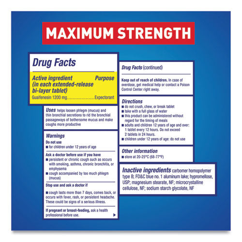 Image of Mucinex® 63824-02314 Maximum Strength Expectorant, 14 Tablets/box