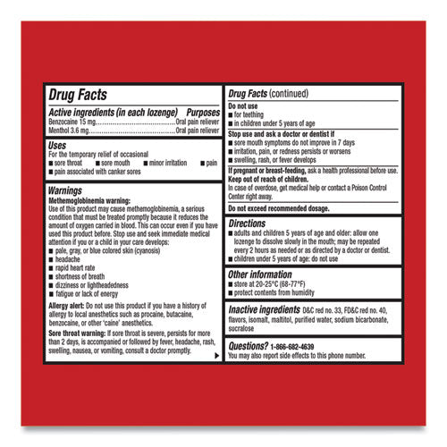 Image of CepacolÂ® Extra Strength Sore Throat Lozenge, Cherry, 16/Box, 24 Boxes/Carton