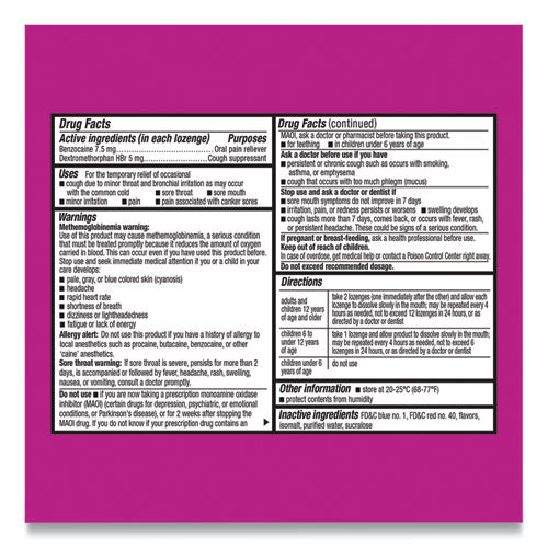 Image of Cepacol® 63824-74016 Extra Strength Sore Throat and Cough Lozenges, Mixed Berry, 16/Pack, 24 Packs/Carton