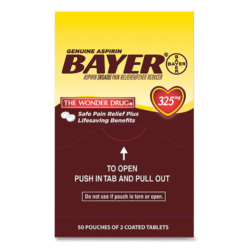 Image of Bayer® 01828 Aspirin Tablets, Two-Pack, 50 Packs/box
