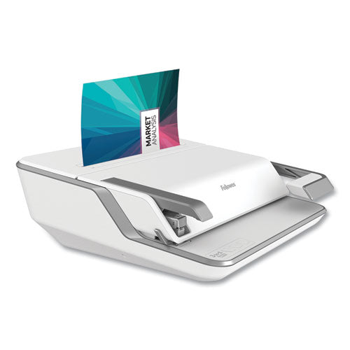 Image of Fellowes® 5603001 Lyra 3-In-1 Binding Center, 300 Sheets, 16.63 X 15.62 X 6.03, White/gray