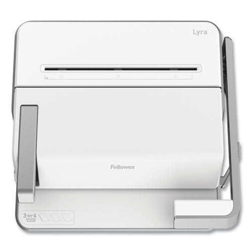 Image of Fellowes® 5603001 Lyra 3-In-1 Binding Center, 300 Sheets, 16.63 X 15.62 X 6.03, White/gray