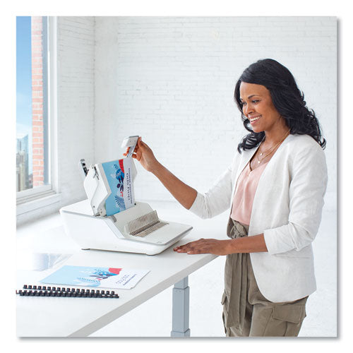 Image of Fellowes® 5603001 Lyra 3-In-1 Binding Center, 300 Sheets, 16.63 X 15.62 X 6.03, White/gray