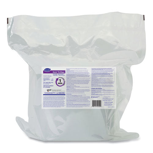 Image of Diversey 100823906 Oxivir TB Disinfectant Wipes Refill, 11 x 12, Unscented, White, 160 Wipes/Refill Pouch, 4 Refill Pouches/Carton