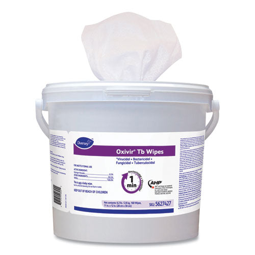 Image of Diversey 5627427 Oxivir TB Disinfectant Wipes, 11 x 12, White, 160/Bucket, 4 Buckets/Carton