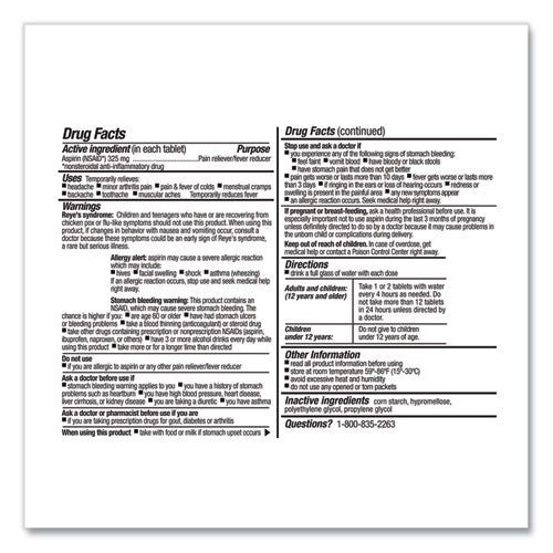 Image of First Aid Only FAE-7004 SmartCompliance Aspirin Refill, 2/Packet, 10 Packets/Box