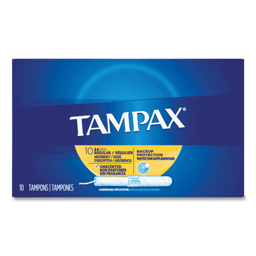 Image of Tampax® 21409 Cardboard Applicator Tampons, Regular Absorbency, 10/Box