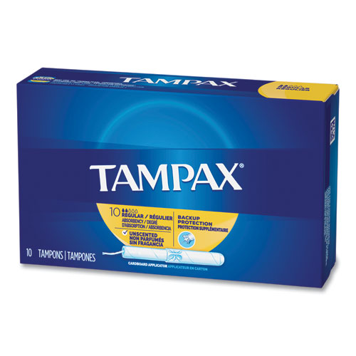 Image of Tampax® 21409 Cardboard Applicator Tampons, Regular Absorbency, 10/Box