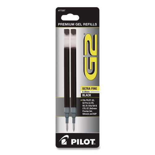Image of Pilot® 77287 Refill For Pilot G2 Gel Ink Pens, Ultra-Fine Conical Tip, Black Ink, 2/pack