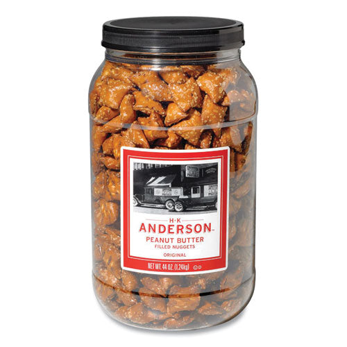 Image of HK Anderson GOV7543670105 Peanut Butter Filled Pretzel Nuggets, 44 Oz Canister