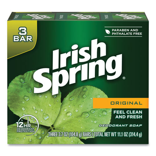 Image of Irish Spring® 114177 Bar Soap, Clean Fresh Scent, 3.75 Oz, 3 Bars/pack, 18 Packs/carton