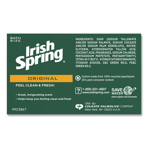 Image of Irish Spring® 114177 Bar Soap, Clean Fresh Scent, 3.75 Oz, 3 Bars/pack, 18 Packs/carton