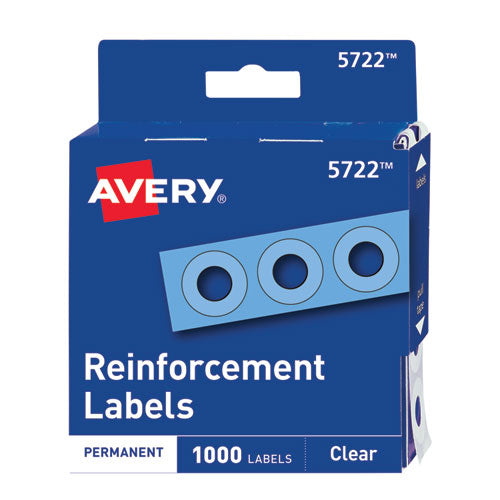 Image of Avery® 05722 Dispenser Pack Hole Reinforcements, 0.25" Dia, Clear, 1,000/Pack, (5722)