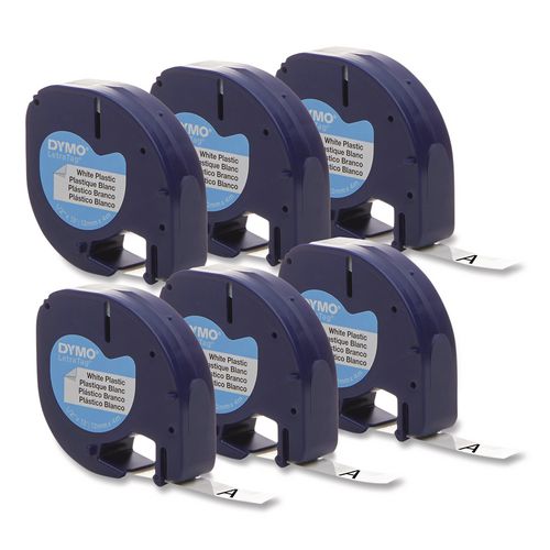 Image of DYMO® 2050823 Letratag Plastic Label Tape Cassette, 0.5" X 13 Ft, White, 6/pack