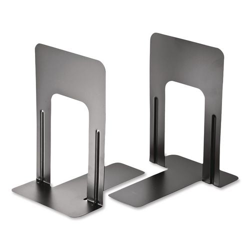 Image of Officemate OIC93051 Steel Bookends, Nonskid Base, 5.88 x 8.25 x 9, Black, Pair