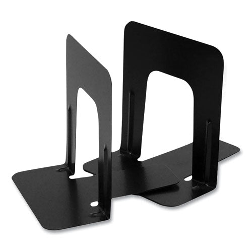 Image of Officemate OIC93001 Steel Bookends, Nonskid Base, 4.75 x 5.13 x 5, Black, Pair