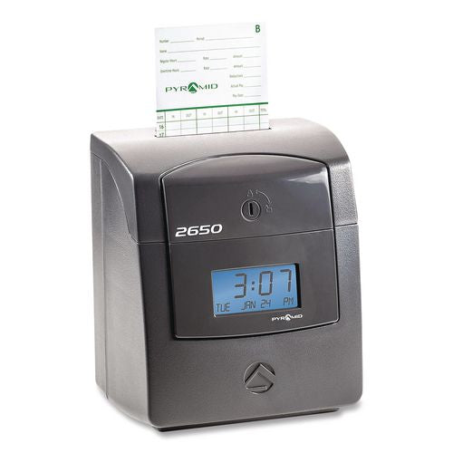 Image of Pyramid Technologies 2650 2650 Pro Auto Aligning Time Clock, Digital Display, Charcoal