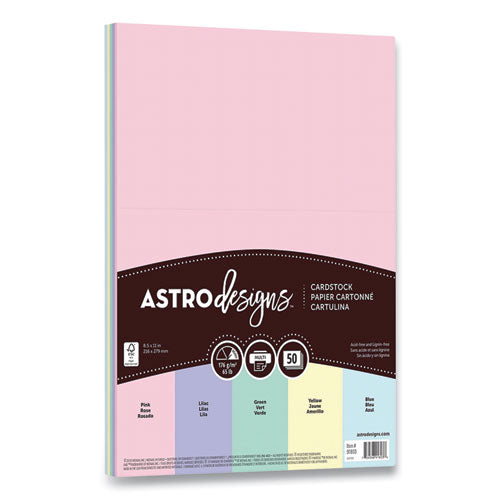 Image of Astrobrights® 91803 Color Cardstock, 65 lb Cover Weight, 8.5 x 11, Assorted Pastel Colors, 50/Pack