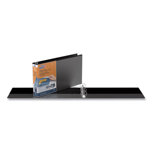 Image of Stride 95021L Quickfit Landscape Spreadsheet Round Ring View Binder, 3 Rings, 1.5" Capacity, 14 X 8.5, Black