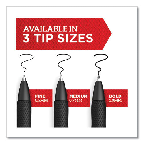 Image of Sharpie® S-Gel 2096140 S-GEL HIGH-PERFORMANCE GEL PEN, RETRACTABLE, FINE 0.5 MM, BLACK INK, BLACK BARREL, 4/PACK